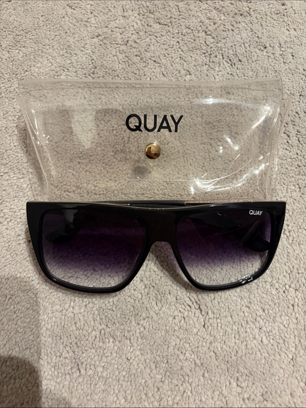 Quay Australia Black Sunglasses with Gradient Purple Lenses